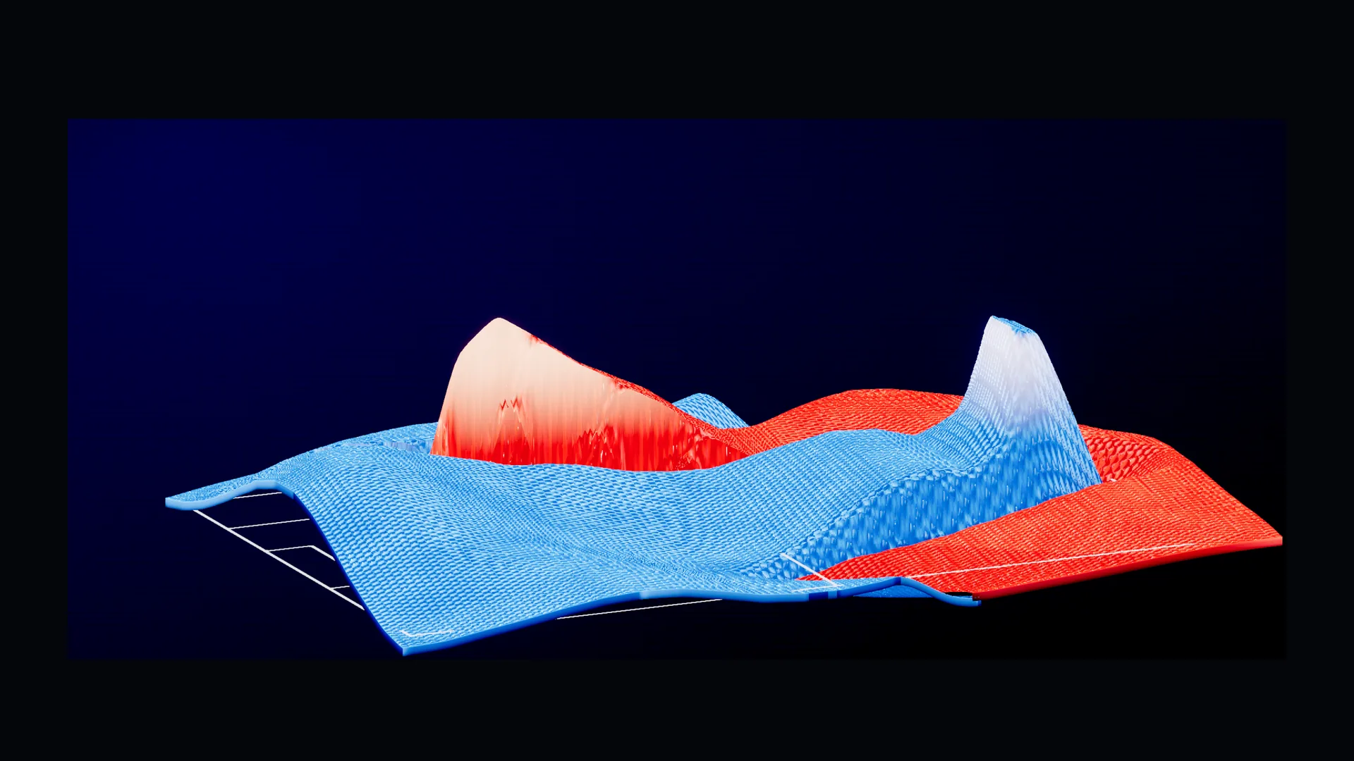 A close view of two shot spires rising out of the cloth