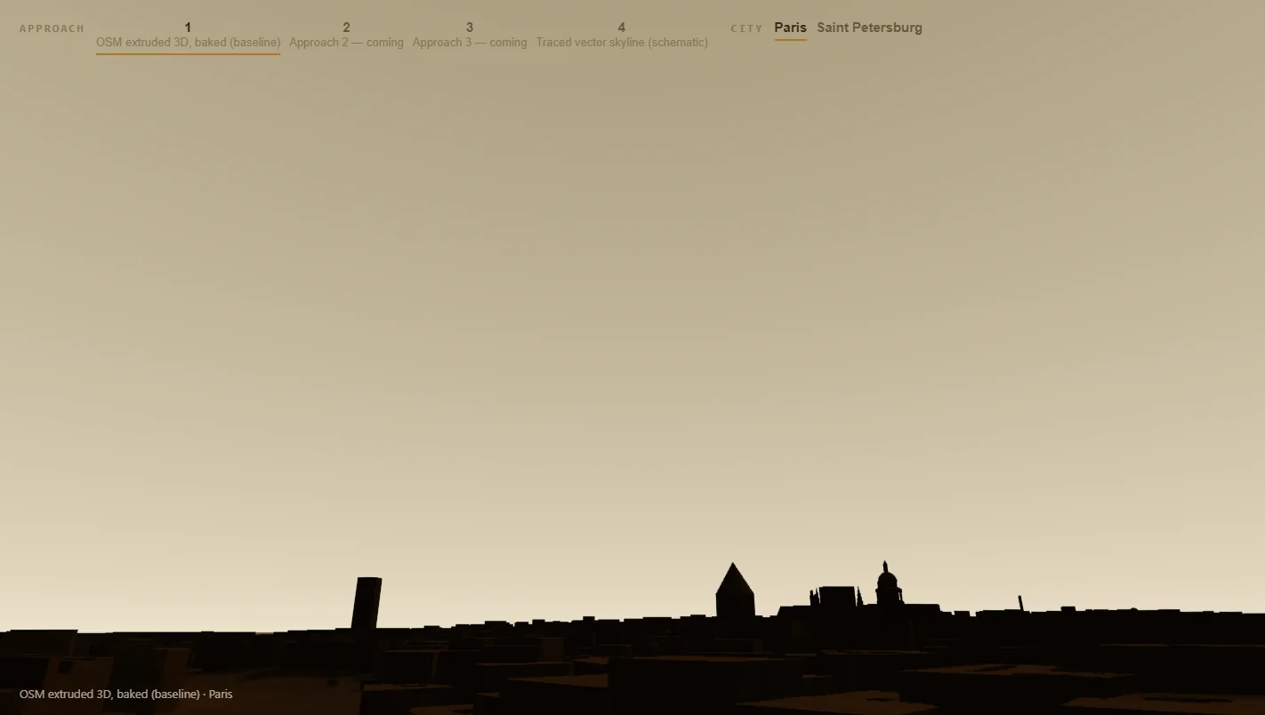 Paris drawn from extruded OpenStreetMap buildings