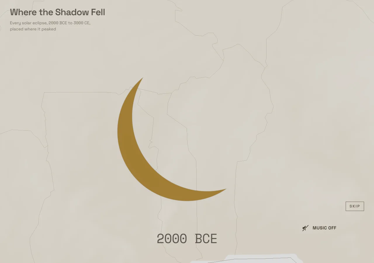 The first frame of the intro, one crescent against a bright sky